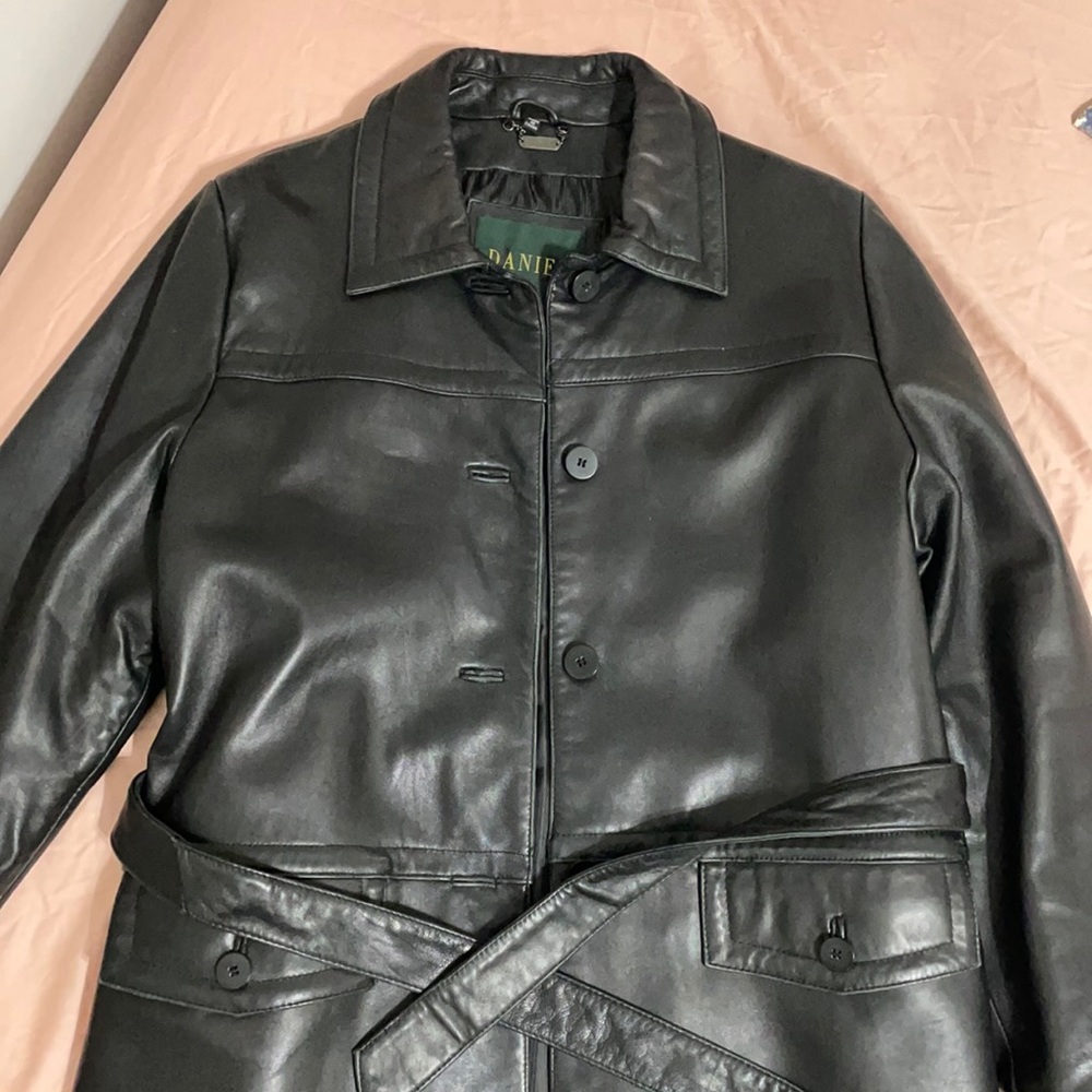 Genuine leather trench coat size 10-12